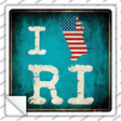 I Love Rhode Island Novelty Square Sticker Decal Small