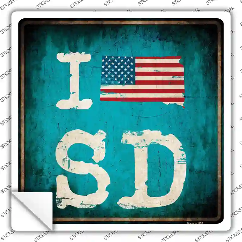 I Love South Dakota Novelty Square Sticker Decal Small