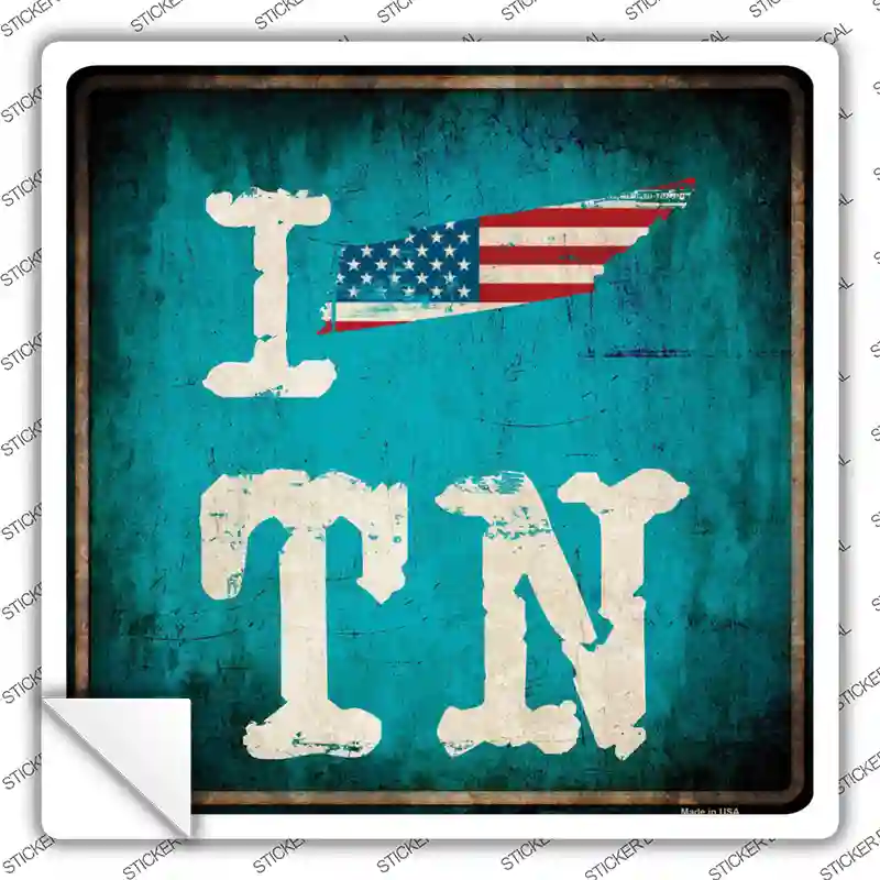 I Love Tennessee Novelty Square Sticker Decal Small