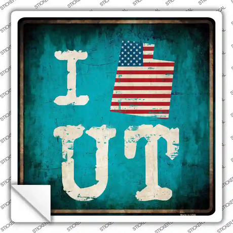 I Love Utah Novelty Square Sticker Decal Small