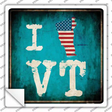 I Love Vermont Novelty Square Sticker Decal Small