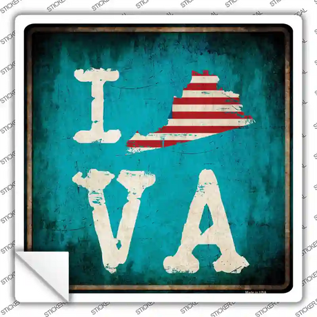 I Love Virginia Novelty Square Sticker Decal Small