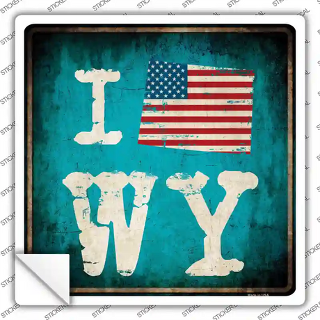 I Love Wyoming Novelty Square Sticker Decal Small