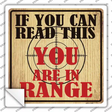 You Are In Range Novelty Square Sticker Decal Small