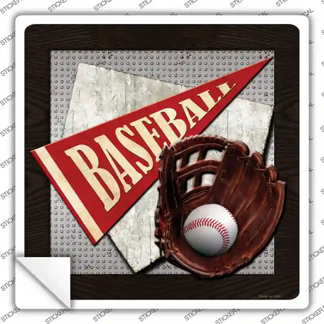 Baseball Novelty Square Sticker Decal Small