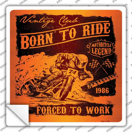 Born To Ride Novelty Square Sticker Decal Small