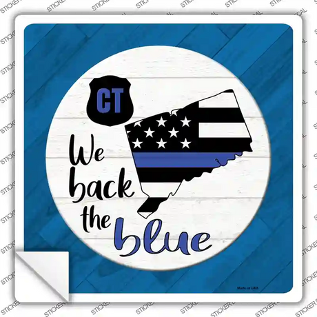 Connecticut Back The Blue Novelty Square Sticker Decal Small