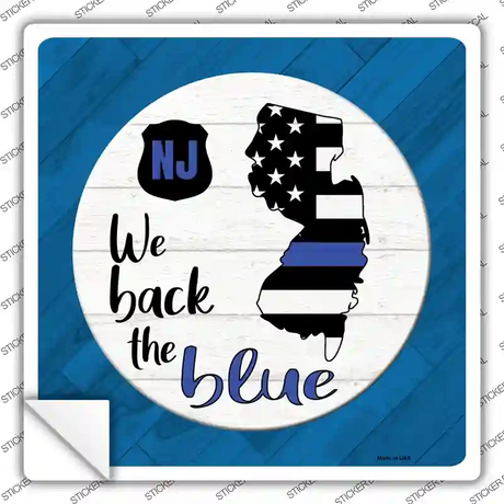 New Jersey Back The Blue Novelty Square Sticker Decal Small