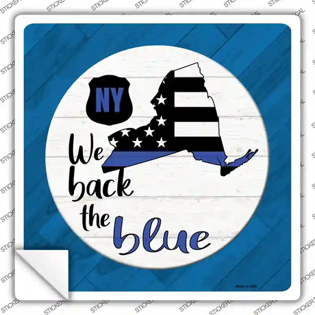 New York Back The Blue Novelty Square Sticker Decal Small