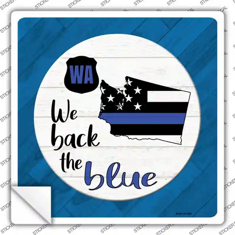 Washington Back The Blue Novelty Square Sticker Decal Small