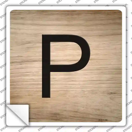P Letter Tile Novelty Square Sticker Decal
