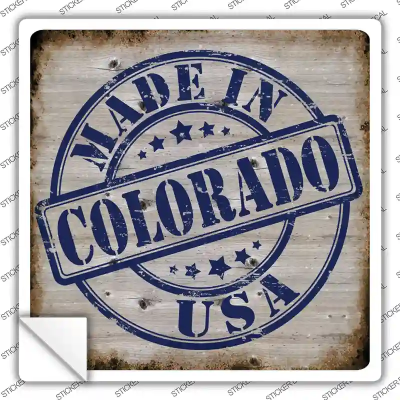 Colorado Stamp On Wood Novelty Square Sticker Decal Small