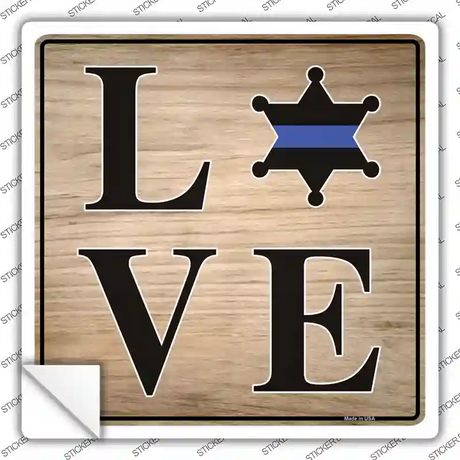 Love Sheriff Badge Novelty Square Sticker Decal Small