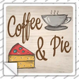 Coffee and Pie Novelty Square Sticker Decal Small