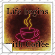 Life Begins with Coffee Novelty Square Sticker Decal Small