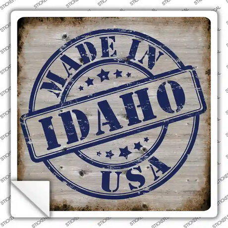 Idaho Stamp On Wood Novelty Square Sticker Decal Small