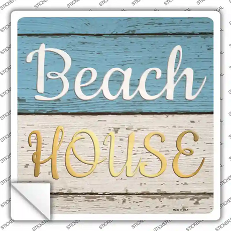 Beach House Novelty Square Sticker Decal Small