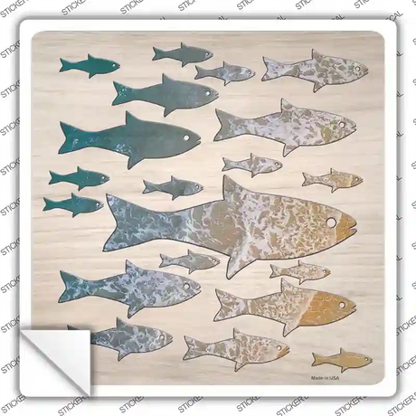 School of Fish Novelty Square Sticker Decal Small