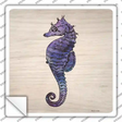 Seahorse on Wood Novelty Square Sticker Decal Small