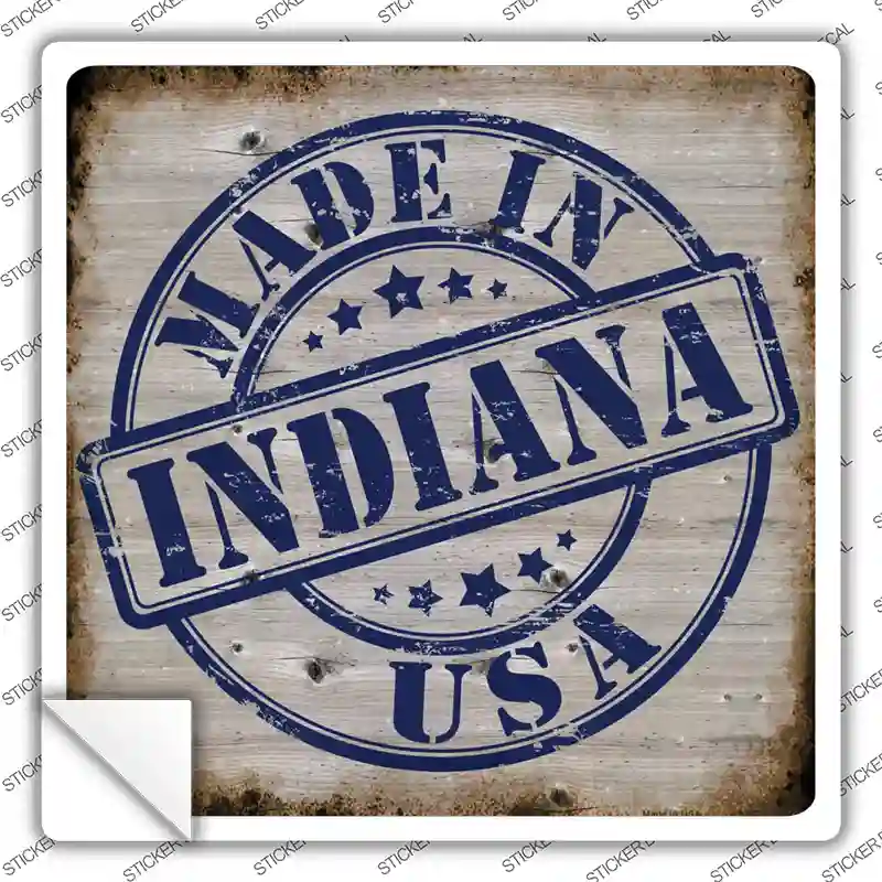 Indiana Stamp On Wood Novelty Square Sticker Decal Small