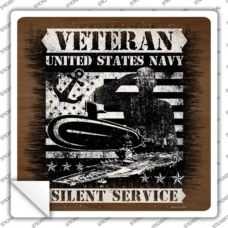 Veteran Silent Service Novelty Square Sticker Decal Small