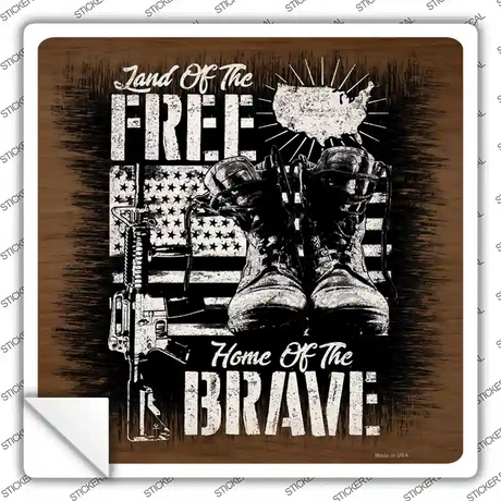 Land of Free Home of Brave Novelty Square Sticker Decal Small