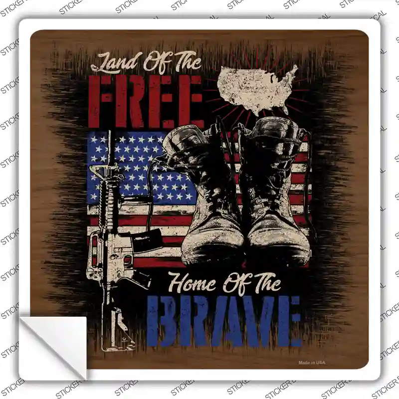 Patriotic Land Of Free Novelty Square Sticker Decal