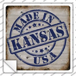 Kansas Stamp On Wood Novelty Square Sticker Decal Small