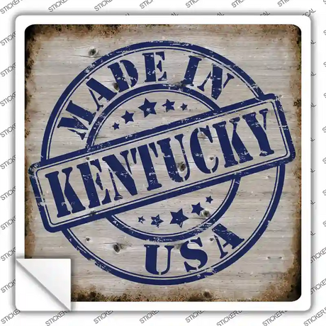 Kentucky Stamp On Wood Novelty Square Sticker Decal Small