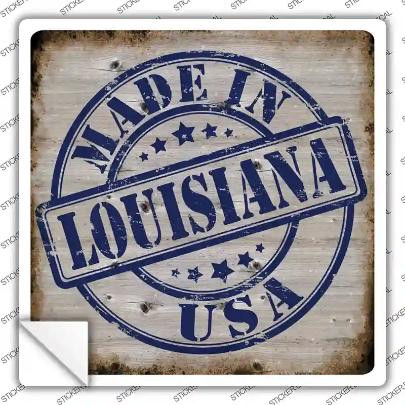 Louisiana Stamp On Wood Novelty Square Sticker Decal Small