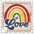 Love Rainbow Heart Novelty Square Sticker Decal Small