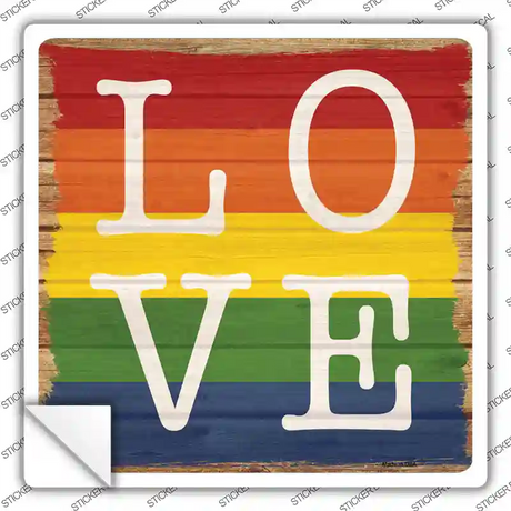 Love Quadrent Rainbow Novelty Square Sticker Decal Small