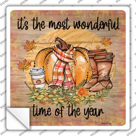 Wonderful Time of Year Novelty Square Sticker Decal Small