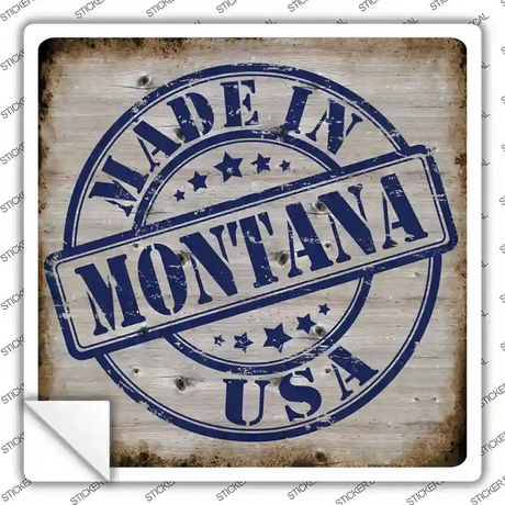 Montana Stamp On Wood Novelty Square Sticker Decal Small