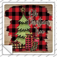 Oh Christmas Tree Red Novelty Square Sticker Decal Small