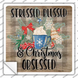 Christmas Obsessed Novelty Square Sticker Decal Small