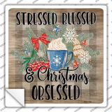 Christmas Obsessed Novelty Square Sticker Decal Small