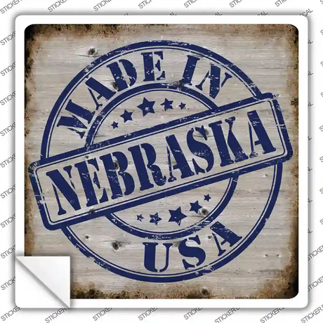 Nebraska Stamp On Wood Novelty Square Sticker Decal Small