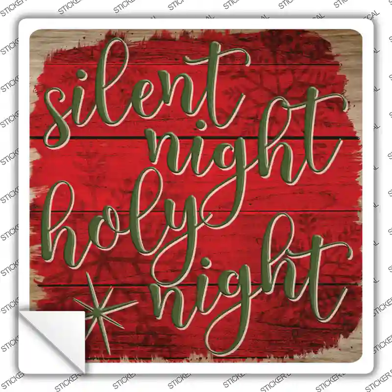 Silent Night Holy Night Red Novelty Square Sticker Decal Small