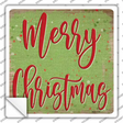 Merry Christmas Green Novelty Square Sticker Decal Small