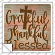 Grateful Thankful Blessed Novelty Square Sticker Decal Small