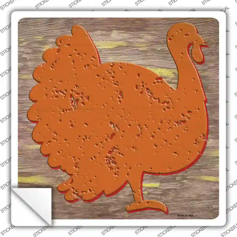 Orange Turkey Novelty Square Sticker Decal Small