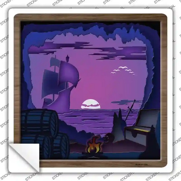 Pirate Cove Shadow Box Novelty Square Sticker Decal | Smart Blonde