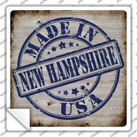 New Hampshire Stamp On Wood Novelty Square Sticker Decal Small