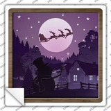 Santa Over Snowman Shadow Box Novelty Square Sticker Decal Small