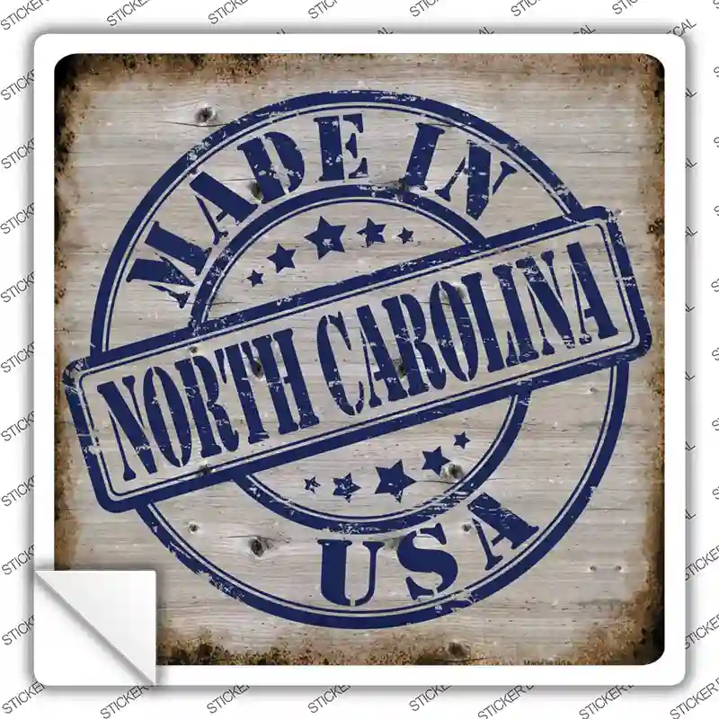 North Carolina Stamp On Wood Novelty Square Sticker Decal Small