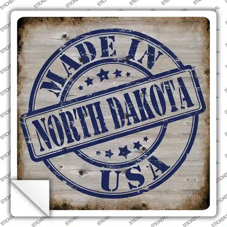 North Dakota Stamp On Wood Novelty Square Sticker Decal Small