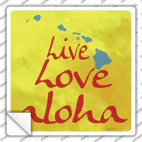 Live Love Aloha Novelty Square Sticker Decal Small