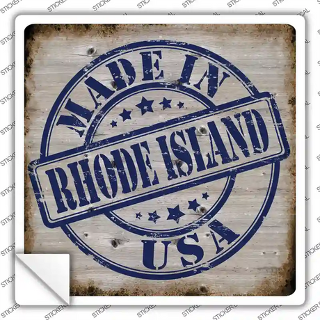 Rhode Island Stamp On Wood Novelty Square Sticker Decal Small