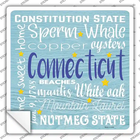 Connecticut Motto Novelty Square Sticker Decal Small